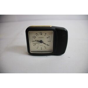 Linden Quartz Travel Alarm Clock Black Gold Foldable
